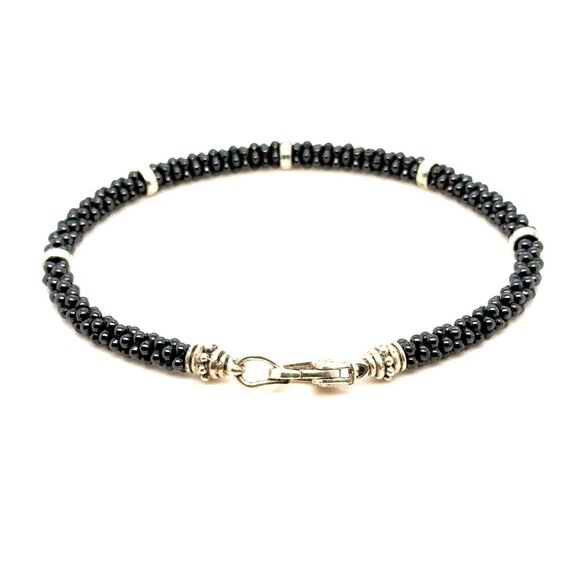 Lagos 925/750 Black Caviar 5-Station Bracelet - Picture 1 of 6